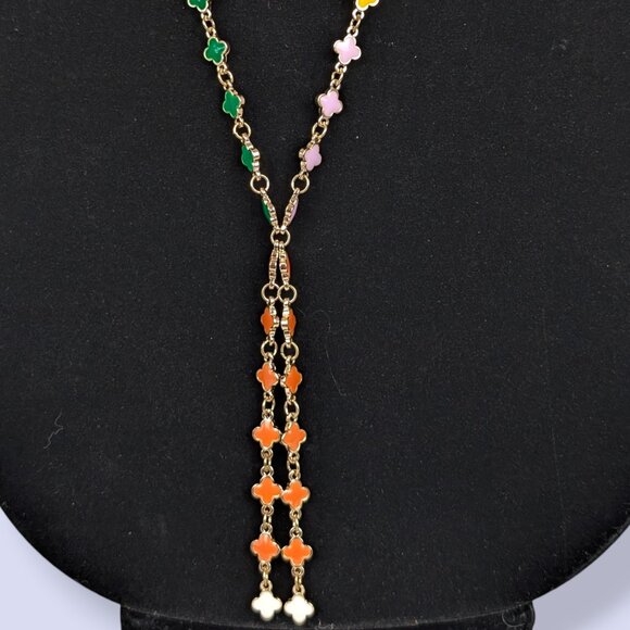 Colourful Enamel Link Dangling Necklace - Picture 3 of 5